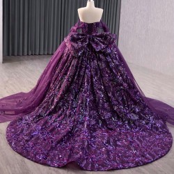 Cape Purple Quinceanera Dresses Lace Appliques Princess Ball Gown Sweet 16 Dress Sweetheart Neck Vestidos De 15 Anos