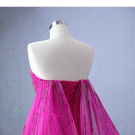 Cape Red Violet Prom Evening Dresses Beading Formal Party Gowns Women Wedding Banquet Dress