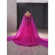 Cape Sleeve Evening Dresses Fuchsia Formal Prom Party Gowns Vestido De Gala Birthday Party Dress