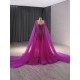 Cape Sleeve Evening Dresses Fuchsia Formal Prom Party Gowns Vestido De Gala Birthday Party Dress