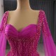 Cape Sleeve Evening Dresses Fuchsia Formal Prom Party Gowns Vestido De Gala Birthday Party Dress