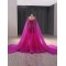 Cape Sleeve Evening Dresses Fuchsia Formal Prom Party Gowns Vestido De Gala Birthday Party Dress