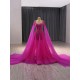 Cape Sleeve Evening Dresses Fuchsia Formal Prom Party Gowns Vestido De Gala Birthday Party Dress