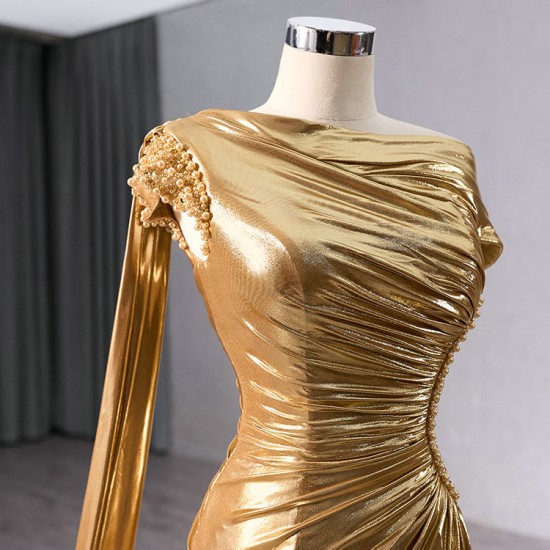 Cape Sleeve Gold Prom Dresses Strapless Birthday Party Dress Long Formal Evening Dress Customized