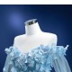 Cape Sleeve Ice Blue Prom Dresses 3D Flowers Formal Party Dress Special Occasion Gowns For Women