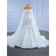 Cape Sleeve Mermaid White Wedding Dress Strapless Bridal Gowns Sweep Train Vestido de Novia