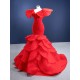 Cape Sleeve Red Mermaid Prom Dresses For Women 2024 Floor Length Formal Tiered Evening Party Gowns