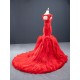 Cape Sleeve Red Prom Dresses For Women 2024 Sleeveless Ruffled Mermaid Evening Gowns Vestido de Festa