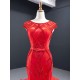 Cape Sleeve Red Prom Dresses For Women 2024 Sleeveless Ruffled Mermaid Evening Gowns Vestido de Festa