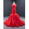 Cape Sleeve Red Prom Dresses For Women 2024 Sleeveless Ruffled Mermaid Evening Gowns Vestido de Festa