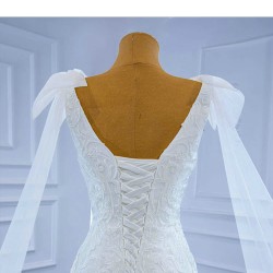 Cape Sleeve Wedding Dress Lace V Neck Wedding Gown Backless With Lace Up Mermaid Dresses 2024