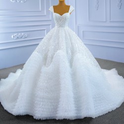 Cape Sleeve Wedding Dress Ruffled Backless Formal Bridal Growns vestido de noiva Court Train 2024