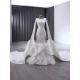 Cape Sleeve Wedding Dress Ruffled Bride Gown Satin Black Girl Women Dress