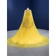 Cape Sleeve Yellow Evening Dresses Luxury Dubai Sequin Long Women Formal Party Dress