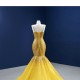 Cape Sleeve Yellow Evening Dresses Luxury Dubai Sequin Long Women Formal Party Dress