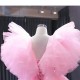 Chiffon Pink Prom Dresses Puff Sleeve Evening Dress A Line Birthday Party Dress