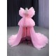 Chiffon Pink Prom Dresses Puff Sleeve Evening Dress A Line Birthday Party Dress