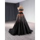 Classic Black Prom Evening Dresses Strapless Party Prom Dress A Line Floor Length Prom Gowns Plus Size