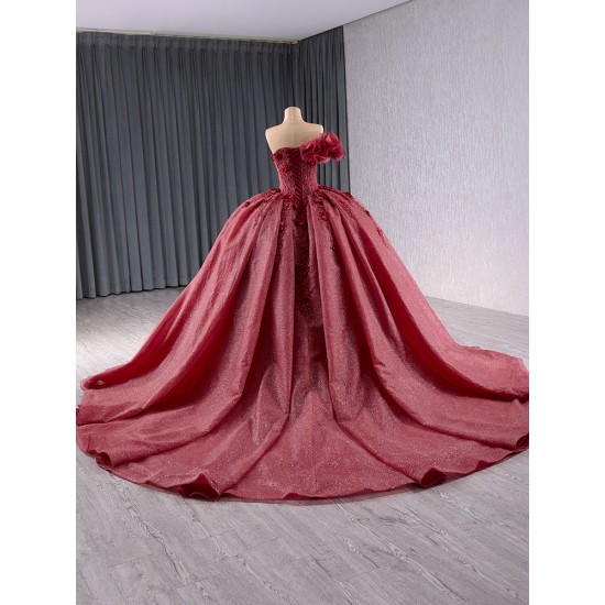 Classic Burgundy Sweet 15 16 Dress for Women 2024 Quinceanera Ball Gown Strapless Formal Party Gown