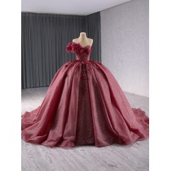 Classic Burgundy Sweet 15 16 Dress for Women 2024 Quinceanera Ball Gown Strapless Formal Party Gown