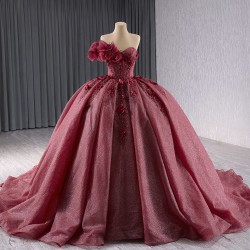 Classic Burgundy Sweet 15 16 Dress for Women 2024 Quinceanera Ball Gown Strapless Formal Party Gown