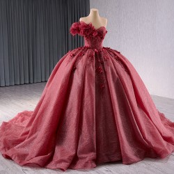 Classic Burgundy Sweet 15 16 Dress for Women 2024 Quinceanera Ball Gown Strapless Formal Party Gown