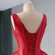 Classic Red Evening Dress Sleeveless Robe de Mariage V Neck Saudi Arabic Prom Gowns