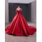 Classic Red Evening Dress Sleeveless Robe de Mariage V Neck Saudi Arabic Prom Gowns