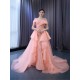 Coral Mermaid Evening Gowns Tulle Formal Prom Dresses Square Collar 2024 Women Speical Party Dress