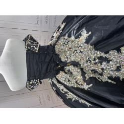 Crystal Black Quinceanera Dresses Sweetheart Off the Shoulder Vestidos De 15 Anos Quinceanera Custom Made With Bow