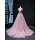 Crystal Pink Evening Dresses Women 2024 Exquisite Sleeveless Vestido De Fiesta V Neck Wedding Party Gown Formal