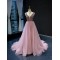 Crystal Pink Evening Dresses Women 2024 Exquisite Sleeveless Vestido De Fiesta V Neck Wedding Party Gown Formal