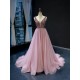 Crystal Pink Evening Dresses Women 2024 Exquisite Sleeveless Vestido De Fiesta V Neck Wedding Party Gown Formal