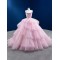 Crystal Pink Quinceanera Dress Tiered Ball Gown Sleeveless Prom Dresses For Women Party Dresses