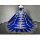 Custom Made Royal Blue Quince Dress Off Shoulder Luxury Vestidos De 15 Anos 2025 Ball Gown Princess Dress