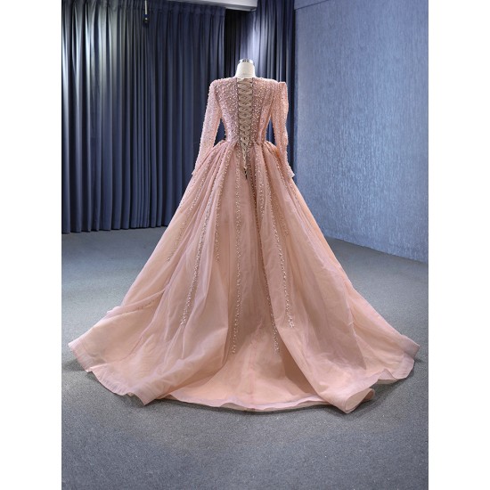 Custom Made Mauve Prom Dresses Long Sleeve Princess Dress Formal Party Evening Dress Special Occasion Gowns 