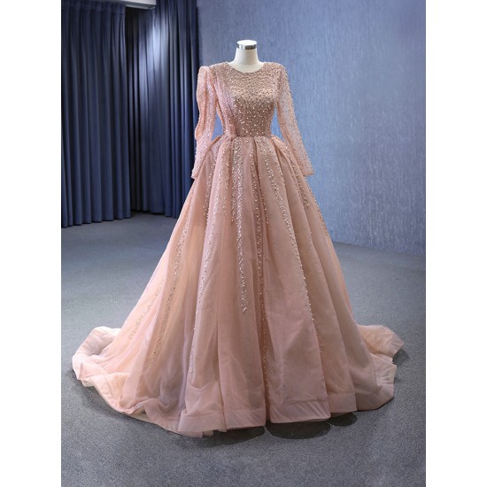 Custom Made Mauve Prom Dresses Long Sleeve Princess Dress Formal Party Evening Dress Special Occasion Gowns 