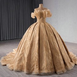 Custom Size Gold Quinceanera Dresses Party Prom Elegant Strapless Ball Gown Sequin Sleeveless Quinceanera Dress