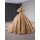 Custom Size Gold Quinceanera Dresses Party Prom Elegant Strapless Ball Gown Sequin Sleeveless Quinceanera Dress