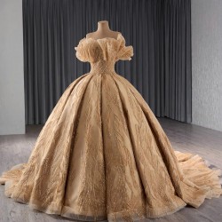 Custom Size Gold Quinceanera Dresses Party Prom Elegant Strapless Ball Gown Sequin Sleeveless Quinceanera Dress