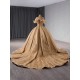 Custom Size Gold Quinceanera Dresses Party Prom Elegant Strapless Ball Gown Sequin Sleeveless Quinceanera Dress