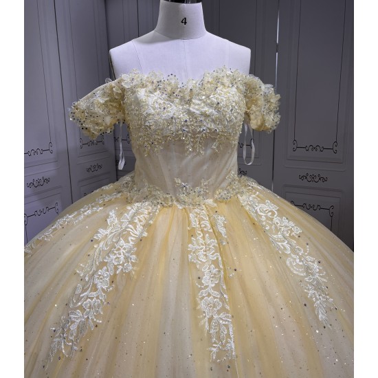 Customized 2024 Luxury Champagne Princess Ball Gown Quinceanera Dress Appliques Birthday Party Sweet 15 Vestidos De 15 Anos