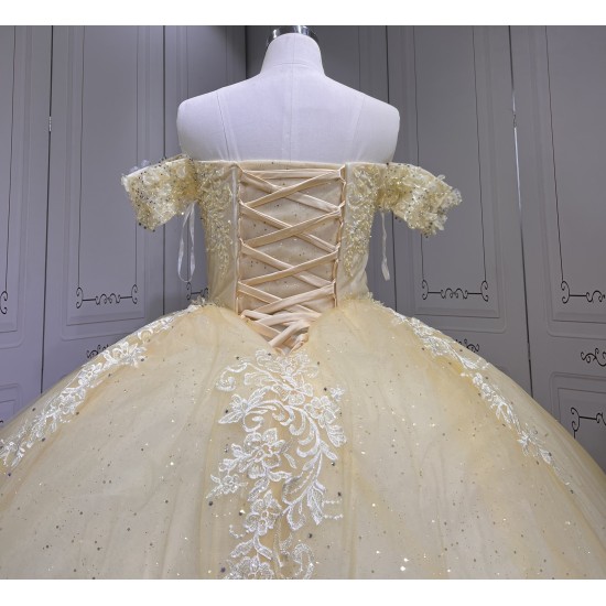 Customized 2024 Luxury Champagne Princess Ball Gown Quinceanera Dress Appliques Birthday Party Sweet 15 Vestidos De 15 Anos