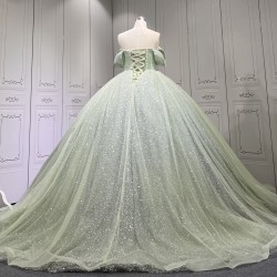 Customized 2024 Sage Green Princess Ball Gown Quinceanera Dress Sequins Beaded Birthday Party Sweet 15 Vestidos De 15 Anos