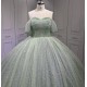 Customized 2024 Sage Green Princess Ball Gown Quinceanera Dress Sequins Beaded Birthday Party Sweet 15 Vestidos De 15 Anos