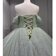 Customized 2024 Sage Green Princess Ball Gown Quinceanera Dress Sequins Beaded Birthday Party Sweet 15 Vestidos De 15 Anos