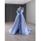 Customized A Line Evening Dress Misty Blue Color Long Prom Dresses For Women Pleated Formal Party Gowns