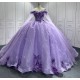 Customized Appliques Princess Lavender Quinceanera Dresses 2024 Cape Sleeves Ball Gown Party Dress For Sweet 15 16