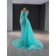 Customized Aqua Blue Prom Dresses One Shoulder Women Formal Evening Gowns Specail Occasion Party Dress