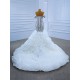 Customized Crystal White Wedding Dresses Ruffled Strapless Wedding Gown Mermaid Backless Lace Up Bridal Dress